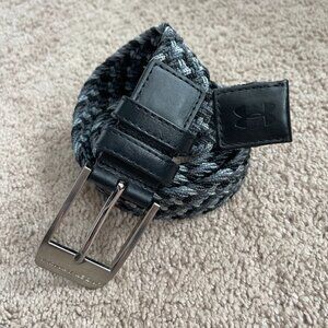 Under Armour Belt Mens Black & Gray Woven Cord Casual Athletic Sport Braided